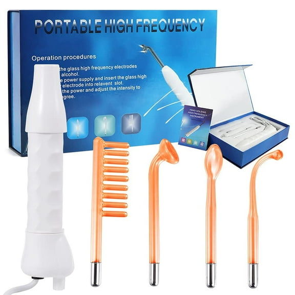 XIRQI Portable High Frequency Facial Machine Violet Ray Wand with 4 Electrode Tubes Skin Tightening Anti-Wrinkle Device