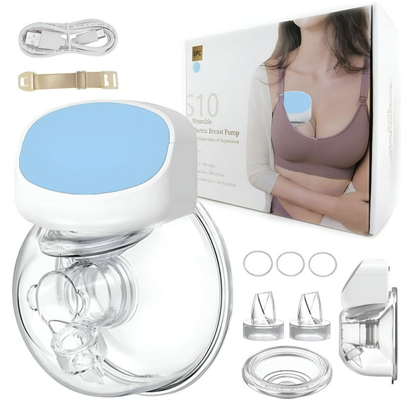 XIRQI Portable Wireless Electric Breast Pump with 2 Modes 5 Levels Silicone Hands Free Breastfeeding Breastpump Worn in-Bra, Low Noise and Painless with Massage 24mm
