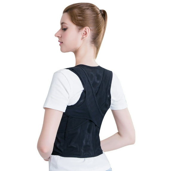 XIRQI Posture Corrector for Women,Breathable Fabric Back Brace,Lightweight and Comfortable Shoulder Brace,Black,XXL