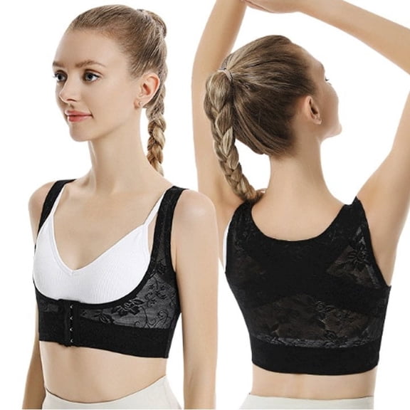 XIRQI Posture Corrector for Women,Front Buckle Support Back Brace,Comfortable Wear Shoulder Brace,Black,M