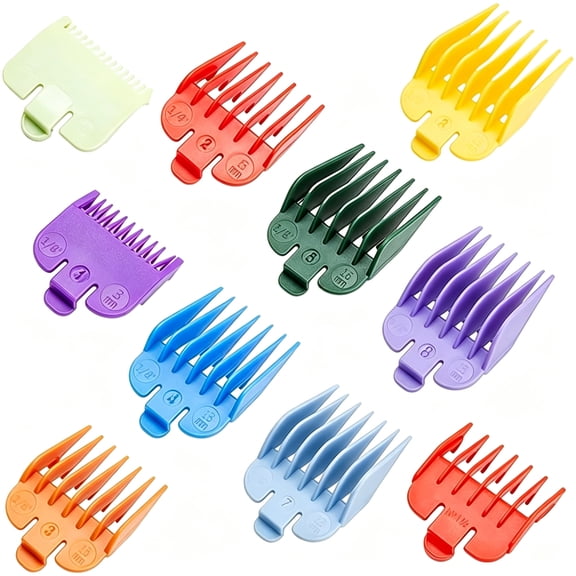 XIRQI Professional Hair Clipper Guards 10Pcs for Clippers 1/16" to 1" Barber Guards,Accessories for Most Clippers Set