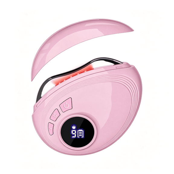 XIRQI Professional Led Red Light Gua Sha Massager,9-Level Adjustable Face and Neck Sculptor for Skin Firming,Jawline Contouring & Serum Absorption,Portable Metal Facial Skincare Tool - Pink