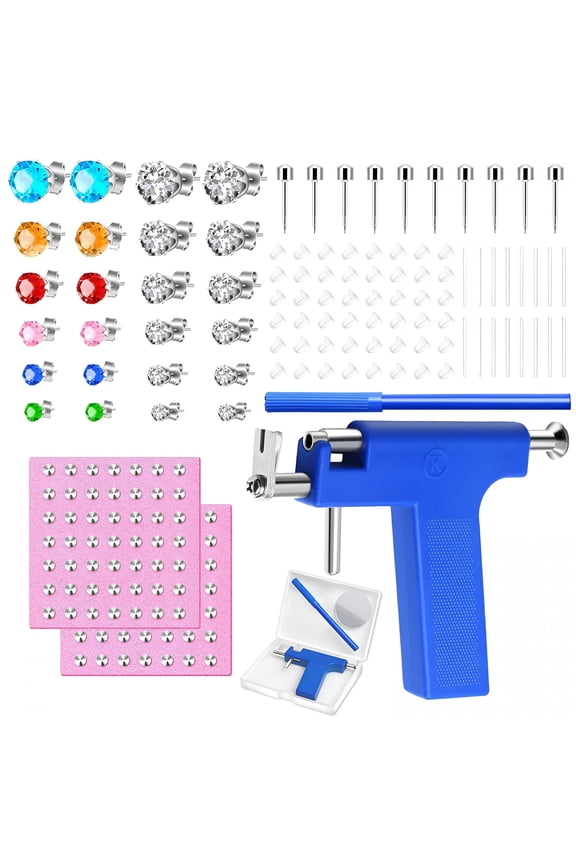 Reusable Ear Piercing Gun Kit with Stainless Steel Studs, Professional Lobe Helix Tragus Tool Set, Colorful Crystal Earrings for Home Salon Use, Safe & Precise