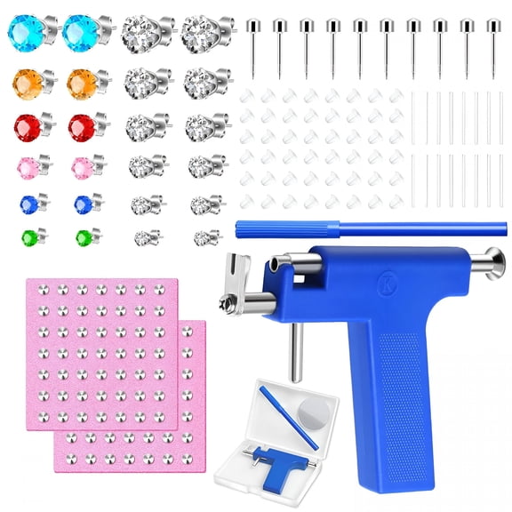 XIRQI Reusable Ear Piercing Gun Kit with Stainless Steel Studs, Professional Lobe Helix Tragus Tool Set, Colorful Crystal Earrings for Home Salon Use, Safe & Precise
