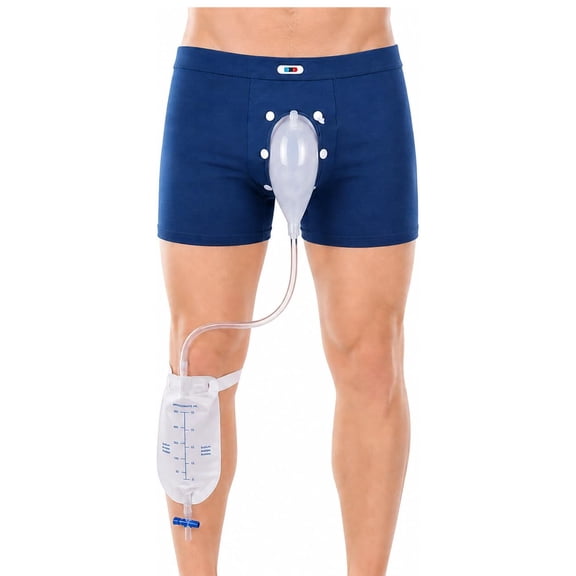 XIRQI Reusable External Urine Collection Underwear 2Pcs 500Ml Leg Urine Bags Breathable Cotton Incontinence Urinal Device Leak-Proof Portable Urinary Collector Men Elderly Travel Bed Camping L