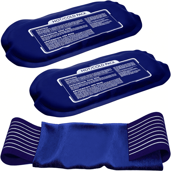 XIRQI Reusable Hot and Cold Ice Packs for Injuries (3-Piece Set), Joint Pain, Muscle Soreness and Body Inflammation - Reusable Gel Wraps - Adjustable & Flexible for Knees, Back, Shoulders