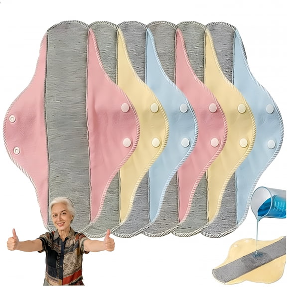 XIRQI Reusable Washable Incontinence Pads for Women,Leak-Proof,Waterproof & Breathable,Pure Cotton & Bladder Leak Protection (Multicolor 6)
