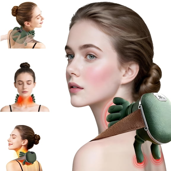 XIRQI Shiatsu Neck Back Hand Massager with Heat And Compression - Wireless 4D Kneading Device, Simulated Human Hand Deep Tissue Massage Real Touch Therapy Neck Massager
