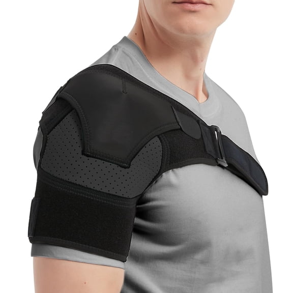 XIRQI Shoulder Brace for Men and Women, Ac Joint Pain Relief, Torn Rotator Cuff, Tendonitis, Compression Shoulder Support Sleeve Wrap for Arm Stability, Sprain, Bursitis Injury (Black L-Xl)