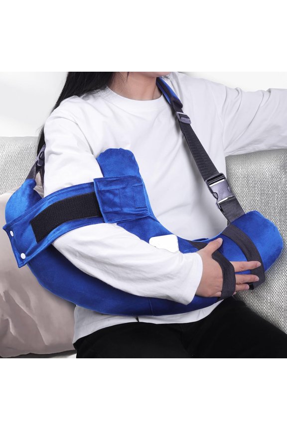 Shoulder Pillow Rotator Cuff Pillow for Post Surgery - Arm Sling Pillow for Side Sleepers, Shoulder Pain Relief & Immobilizer for Frozen Shoulder, Neck Support Cushion with Strap (Blue)