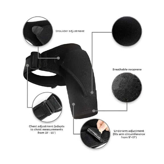 XIRQI Shoulder Support Brace with Pressure Pad for Men Women,Adjustable Shoulder Brace for Torn Rotator Cuff,Dislocation,Joint,Bursitis,Pain,Fits Right or Left Shoulder