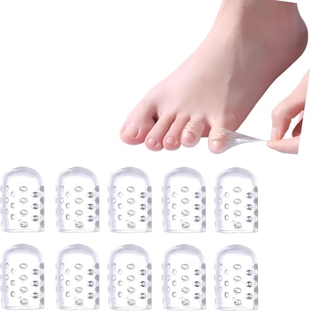 XIRQI Silicone Anti-Friction Toe Protector,Gel Toe Separators Breathable Little Toe Covers for Men Women,Soft Clear Little Toe Protectors Caps Guards,Toe Sleeves for Corns,Blisters