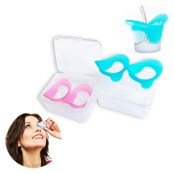 XIRQI Silicone Eye Wash Cups,Eye Wash Bath for Refresh and Clean Tired Eyes,4 Pcs Updated Version Pink and Blue with 2 Storage Containers