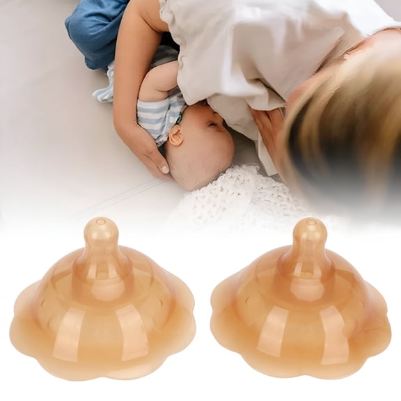 XIRQI Silicone Nipple Shield for Breastfeeding, 2-Pack Nursing Protector for Flat or Inverted Nipples, Soft Suction Cup Feeding Aid for Newborns, Home and Travel