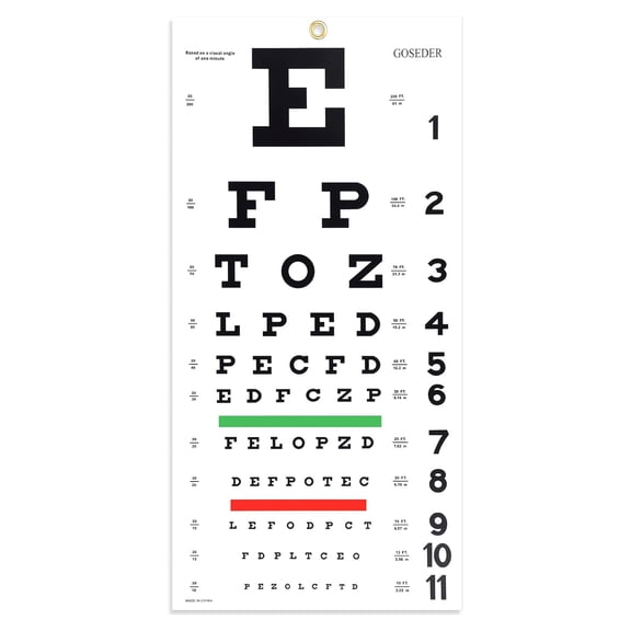 XIRQI Snellen Eye Chart,Eye Charts for Eye Exams 20 Feet 2211"Es,Low Eye Test Charts for Wall Dcor Kids Gifts,Snellen Eye Chart
