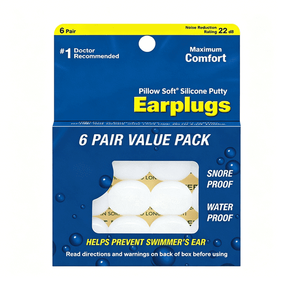 XIRQI Soft Silicone Earplugs - 6 Pair (Pack of 8), Value Pack - the Original Moldable Silicone Putty Ear Plugs for Sleeping, Snoring, Swimming, Travel, Concerts and Studying