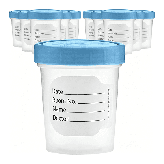 XIRQI Specimen Cups with Screw-On Lids 4 oz (10 Pack)  Clear Non-Sterile Urine Sample Containers for Stool & Semen Collection, Leak-Resistant