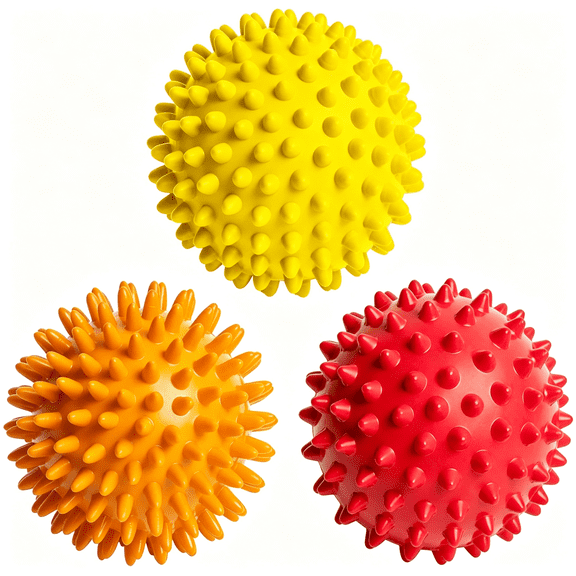 XIRQI Spiky Massage Balls for Feet,Back,Hands,Muscles-Firm,Medium and Soft Spiked Massager Rollers for Plantar Fasciitis,Exercise,Neuro-Balance,Physical Therapy,3-"