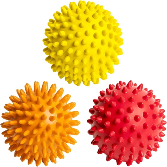 XIRQI Spiky Massage Balls for Feet,Back,Hands,Muscles-Firm,Medium and Soft Spiked Massager Rollers for Plantar Fasciitis,Exercise,Neuro-Balance,Physical Therapy,3-Inch