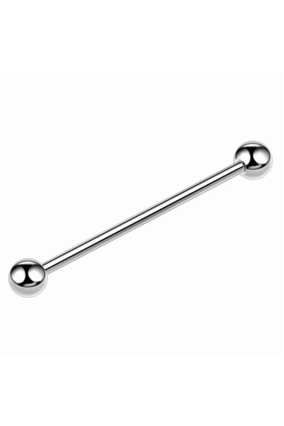 Surgical Steel Long Straight Barbell Tongue Bar Piercing Tragus Eyebrow 14g (1.6mm) Steel Color 34mm