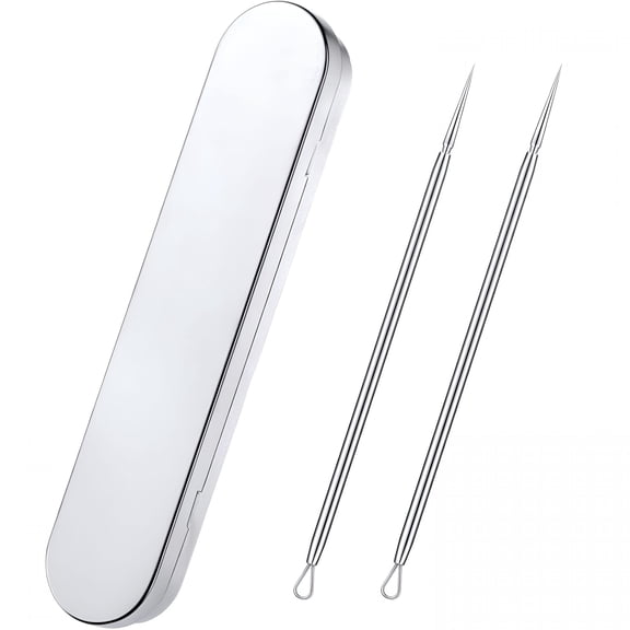 XIRQI Titanium Lancet Needle Pimple Popper Tool Facial Milia Remover Blackhead Blemish Remover Whitehead Extractor 2 Pieces with Box