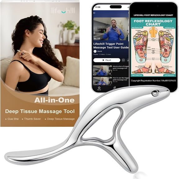 XIRQI Trigger Point Massage Tool for Deep Tissue Massage&Gua Sha,Muscle Scraper Tool for Full Body Pain Relief,Thumb Saver Acupressure Tool
