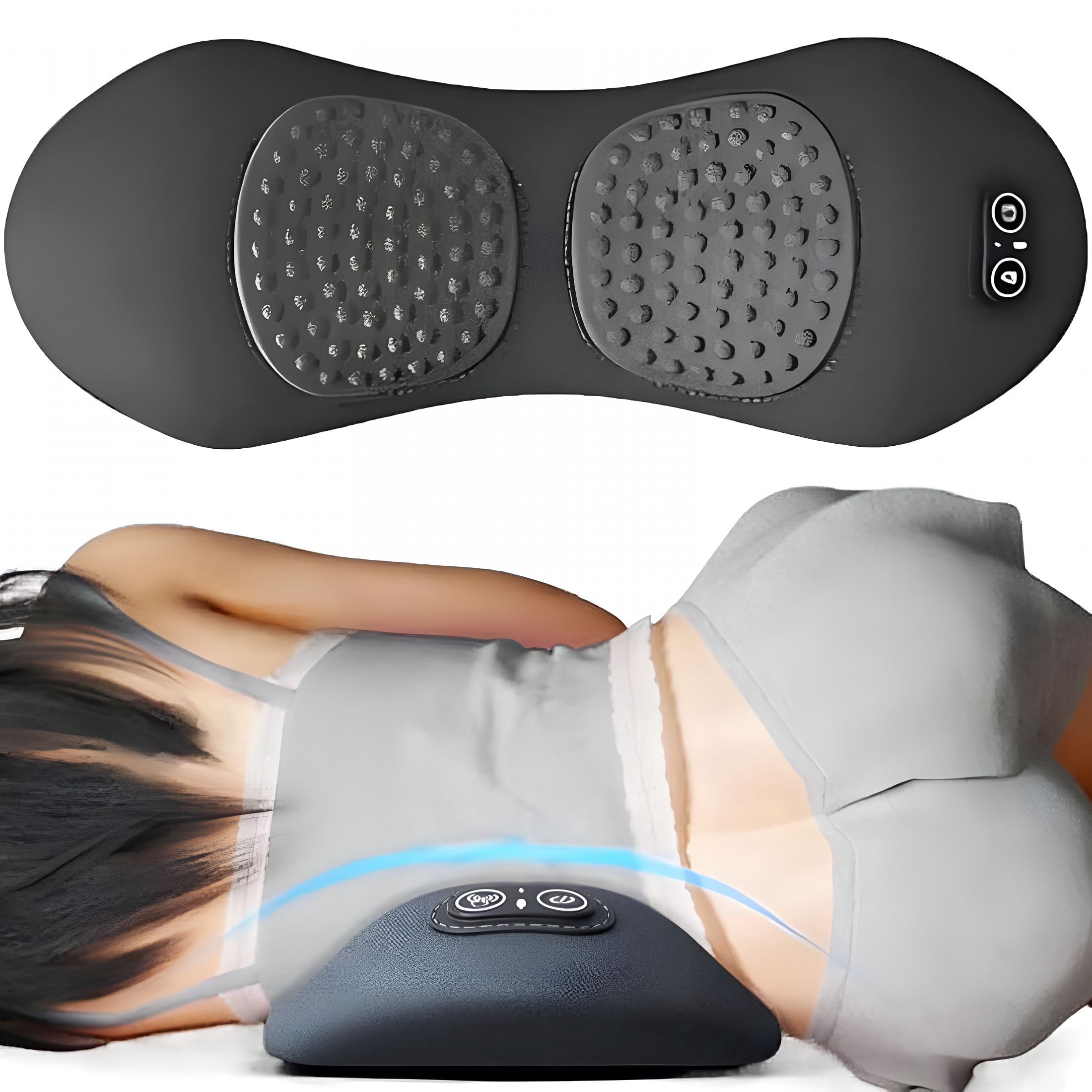 XIRQI Upgraded Smooth Spine Triple Fusion Back Massager,3 in 1 Neck Shoulder Backs Massagers with Traction,Vibration&Heat (Dark Gray)