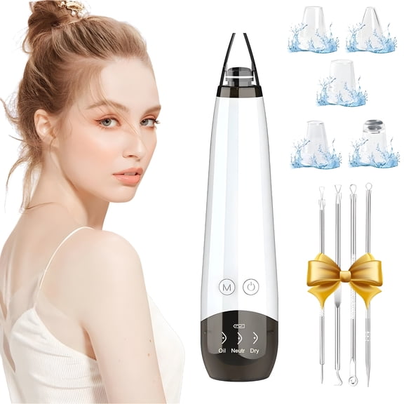 XIRQI Upgraded version Blackhead Remover Pore Vacuum Cleaner Pimple Extractor - Facial Pore Cleaner Pore Extractor, USB Rechargeable Blackhead Remover Vacuum with 5 Probes