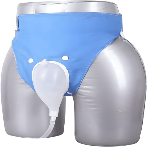 XIRQI Urine Collection Bag Condom Catheters for Men Reusable Portable Silicone Urinal with 1000Ml & 2000Ml Urine Drainage Bags (Elderly Men, Blue)