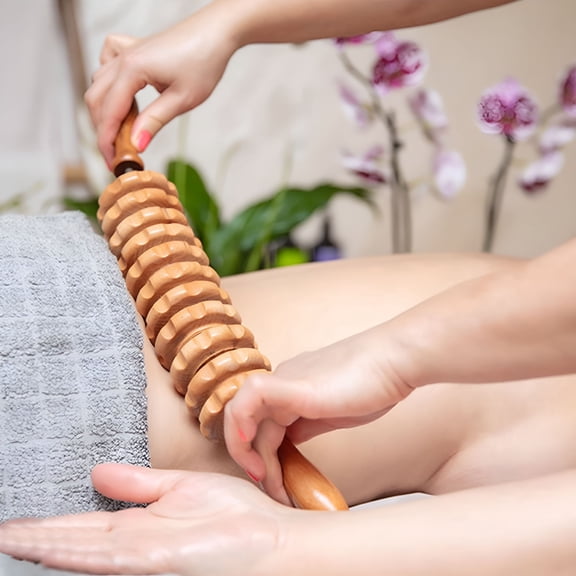 XIRQI Wooden Curved Body Roller-Lymphatic Drainage and Muscle Tension Relief for Cellulite Reduction in Waist,Thigh,and Stomach,Natural Massager for Women and Men