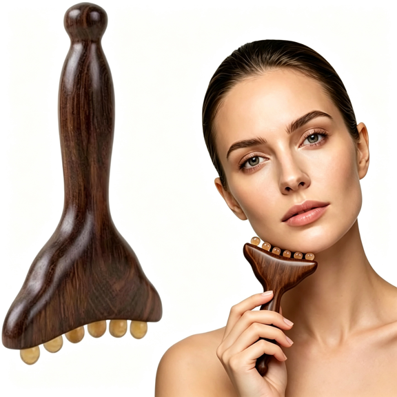 XIRQI Wooden Gua Sha Facial Tool,Multifunctional Trigger Point Massage,Handheld Meridians Acupressure Tool,Used for Relaxing Face,Back,Neck and Shoulders Natural Gua Sha Tool