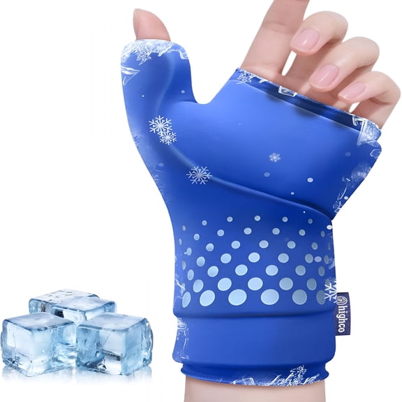 XIRQI Wrist & Thumb Ice Pack Wrap - Cold & Hot Therapy Thickened Ice Gel - Hand Ice Pack & Ice Glove for Arthritis,Carpal Tunnel Relief,Tendonitis,Injuries & Recovery - Fits Men and Women