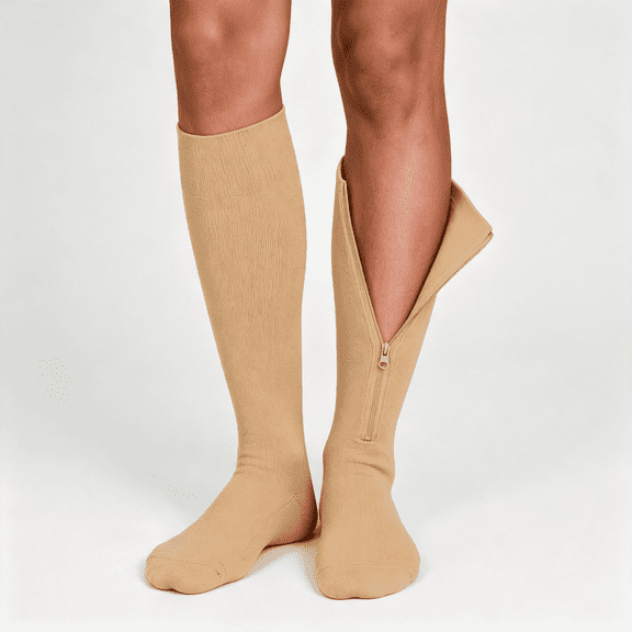 XIRQI Zipper Compression Socks for Men & Women,20-30Mmhg Closed Toe Graduated Zippered Compression Stocking Pressure Socks for Men