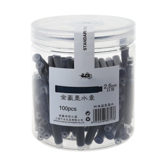XISAOK 100pcs Jinhao Universal Black Blue Fountain Pen Ink Sac Cartridges 2.6mm Refills