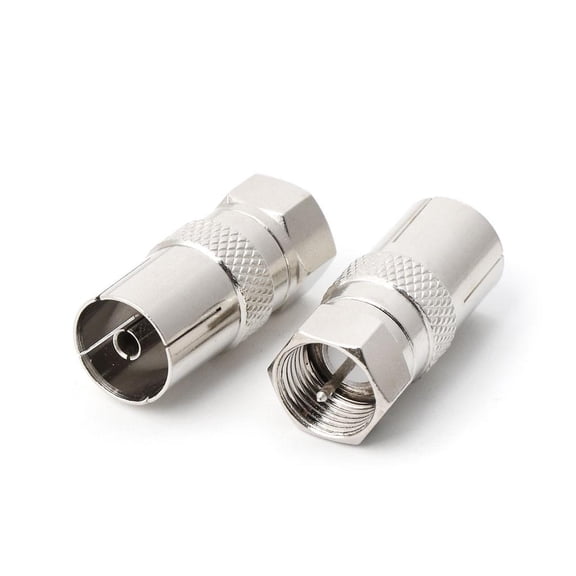 XISAOK 2Pcs F Type Male Plug Connector Socket to RF Coax TV Aerial Female RF Adapters