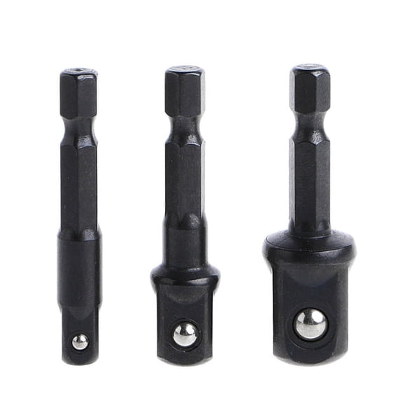 XISAOK 3 Pcs Socket Adapter Set Hex Shank to 1/4 3/8 1/2 Inch Impact Driver Drill Bits