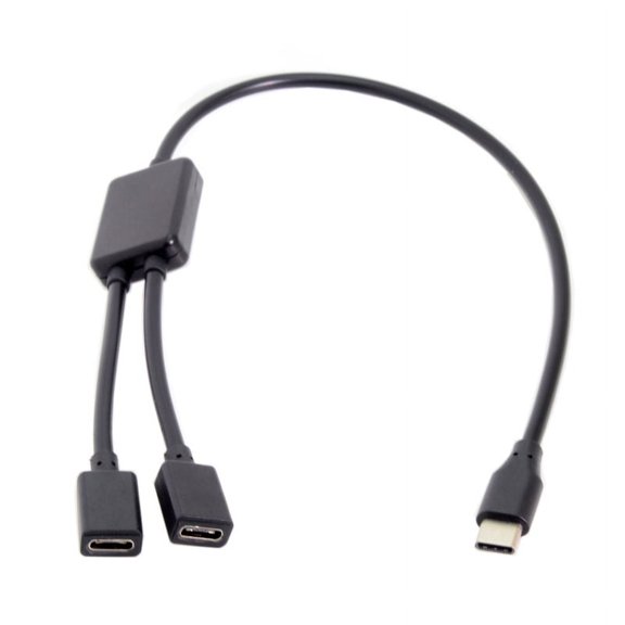 XISAOK 30cm USB C Male to Two USB C Female Splitter Hub Cable for Type C Charger PD Powerbanks Notebook Computer and others