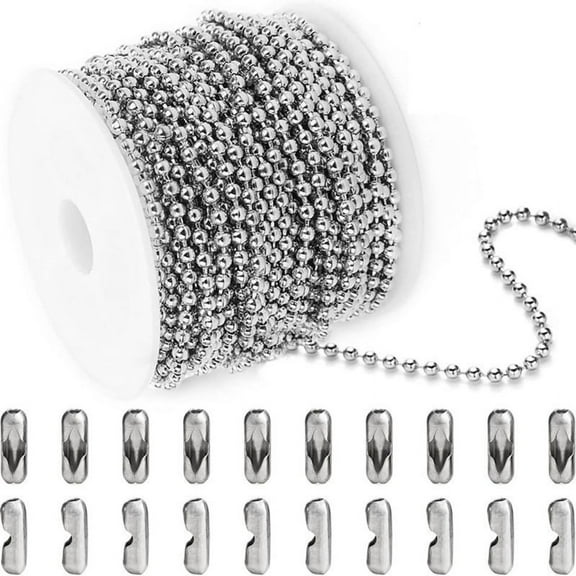 XISAOK 33ft Stainless Steel Ball Chains Beaded Necklace Chains for Jewelry Making