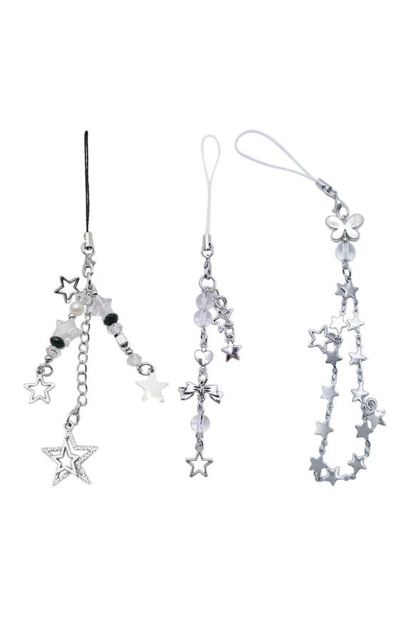 3PCS Y2K Five-Pointed Star Phone Chain Phone Pendant Keychain Backpack Charm