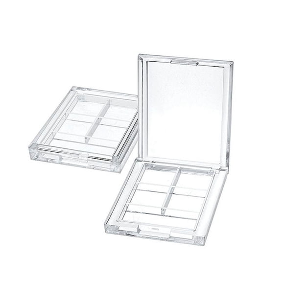 XISAOK 4 Grids Rectangular Eyeshadow Pigment Empty Container Palettes Clear Plastic Por