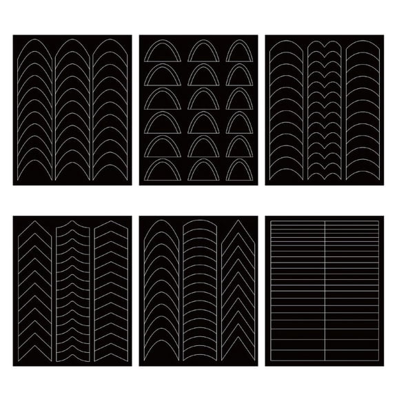 XISAOK 6 Designs Nail Art Stencils French Tip Guides Stickers Form Fringe Guides