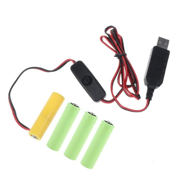XISAOK 6V LR6 AA Dummy Battery AA Battery Eliminator Cable with Switch Replace 4Pcs AA