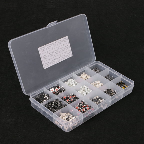 XISAOK 750 Pcs 15 Value Tactile Push Button Switch Micro Switch Momentary Assortment Ki