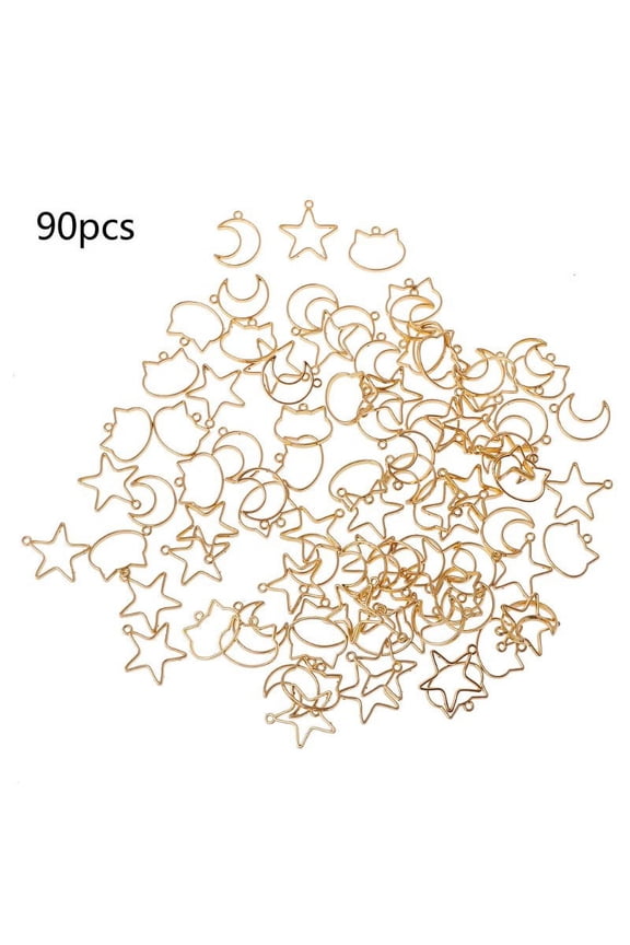 90 Pieces Mini Exquisite Hollow Charms DIY Keychain Pendants Geometric Frame