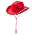 thumbnail image 1 of XISAOK Bachelorette Party Cowgirl Cap Glittering Edge Lady Cowboy Hat Party Headgear, 1 of 16