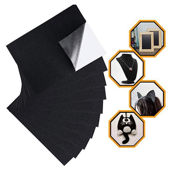 XISAOK Black Felt Fabric Adhesive Sheets (10 Count) Multipurpose Velvet Sheets