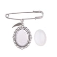 thumbnail image 1 of XISAOK Diy Brooch Wedding Charms Lace Frame Oval Glass Cabochon Photo Frame Pins, 1 of 11