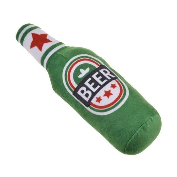 XISAOK Dog Chew Toy Squeak Tug-of-war Beer-Bottle Shape for Medium & Small