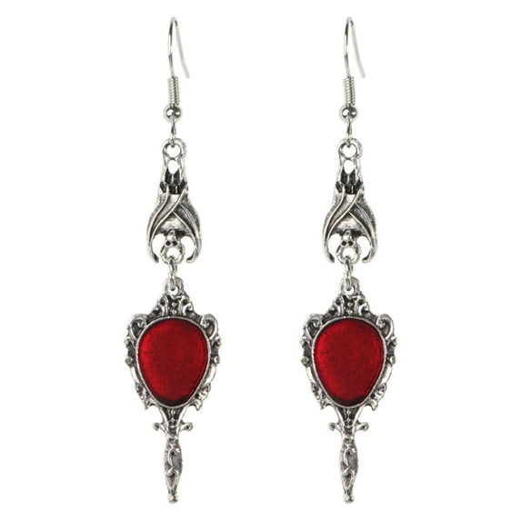 XISAOK Fashion Dangle Long Earrings with Red Faux Crystals Gifts for Halloween Party