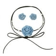 thumbnail image 1 of XISAOK Goth Bead Denim Flower Clavicle Chain Necklace Earrings Women Bohemia Jewelry, 1 of 10